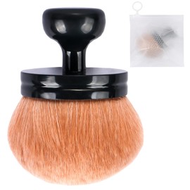 LALASTYLE Body Makeup Brush, Sunscreen Applicator, Body Comb With Cosmetic Bag, 3 Inch Foundation Brush for Face & Leg, Oval Make Up Applicator (Black)