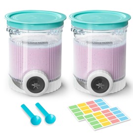 2 Pack Creami Swirl Pints & Lids for Ninja, Compatible with NC700 Series Ninja Swirl Ice Cream & Soft Serve Makers, with 2 Spoons & 32 Writable Labels, BPA-Free & Dishwasher Safe, Blue