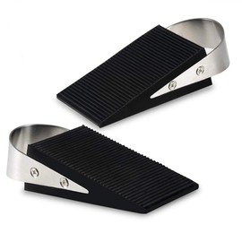 Spotact Heavy Duty Door Rubber Plug Anti-Skid Wedge-Shaped Door Block and Stainless Steel Handle Without Damaging Floor and Door Suitable for Hotels Families (2 Pack)