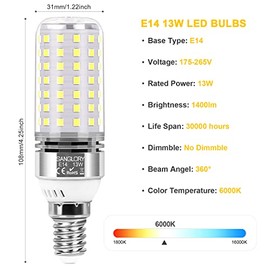 SanGlory SanGlory 13W E14 LED Glhbirnen, 1400LM LED Lampe E14 Kaltwei? 6000K ersetzt 100W Halogenlampen, Leuchtmittel E14 LED Birne 360 Abstrahwinkel Energiesparlampe Nicht Dimmbar, 4er-Pack