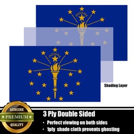 Nuibers Indiana Flag 3x5 FT Sturdy for Outside, Heavy Duty 3Ply Polyester Indiana State Flags Outdoor, Double Sided Long Lasting IN State Flag Brass Grommets