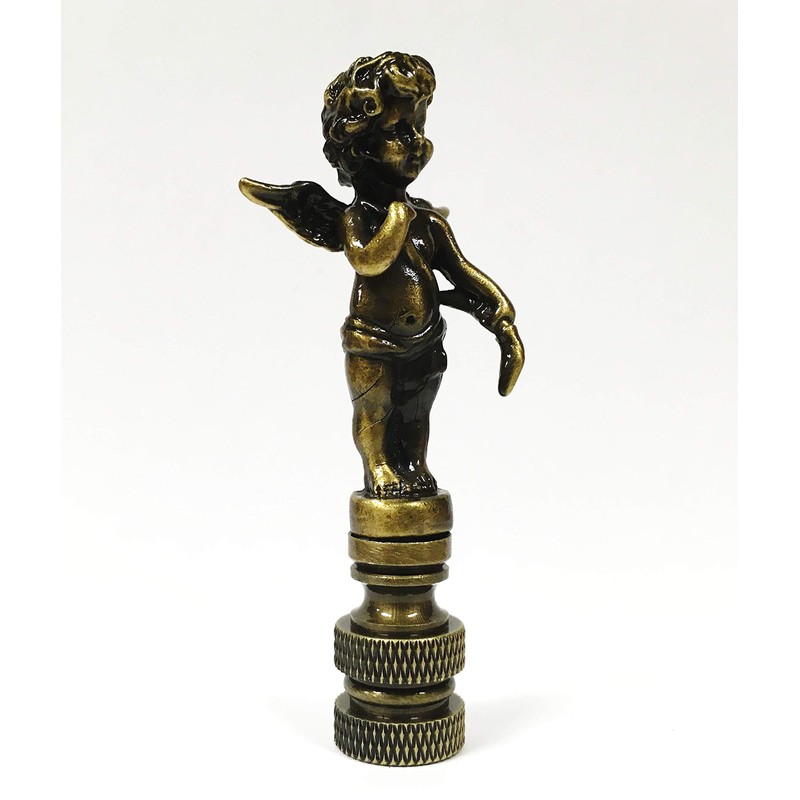Lamp Finial-Cherub-Antique Brass Finish, Highly Detailed Metal Casting