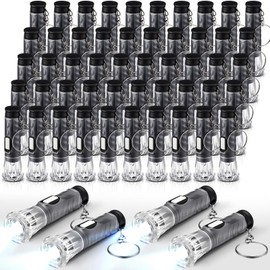 Jexine 50 Pcs Mini Flashlight Keychains Bulk with Lanyard Portable Small Plastic LED Key Chains Flashlights for Night Reading Emergency Hurricane Camping Hiking Party Favors(Black,Simple)