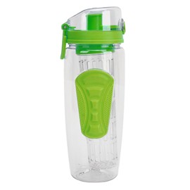 Fruit Infuser Water Bottle Anti Slip Grip Flip Top Lid Infused Water Bottles for Women Men Leakproof Water Infusion Bottle Green