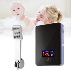 YUNLAIGOTOP Electric Tankless Water Heater, 220V 6500W Electric Instant Hot Water Heater with LED Display & Self Modulates, On Demand Shower Water Heater Set for Home/Kitchen/Bathroom/Hotel