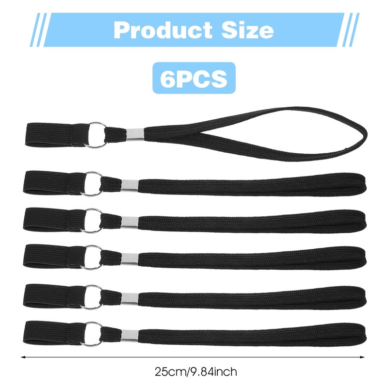 JIEYAO 6Pcs Walking Cane Wrist Strap Replacement, Black Elastic Trekking