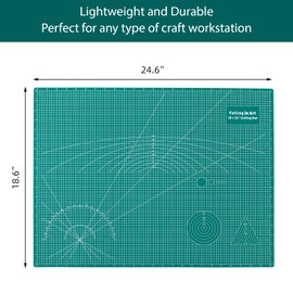 Falling in Art Self Healing Cutting Mat, 18x24" Cutting Mats for Sewing, Double-sided 5-Ply Fabric Cutting Board for Crafting, Quilting and Sewing Projects, Green