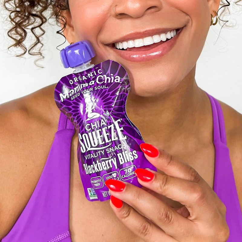 Mamma Chia Organic Vitality Squeeze Snack, Blackberry Bliss, USDA Organic,