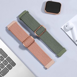 2 Pack Braided Band Compatible with Nerunsa P66D/Popglory P66/NiUFFiT P66/Ddidbi P66D/Aptkdoe P66D/Hendari P66/Dotn P66 Smartwatch Women Men, Adjustable Replacement Strap for P66 Smartwatch Bands