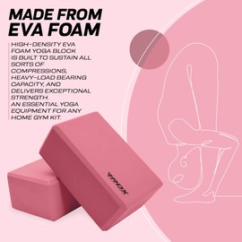 RDX Yoga Block Set, High-Density Eva Foam,Non-Slip Brick for Pilates Flexibility Body Balance, Easy Grip Surface for Stability Strength Training Deepen Poses Exercise Home Office Gym, 23x15x9.8CM