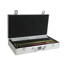 White Swan Mah Jongg Set - White/Green Tiles - Classic Pusher Arms - Aluminum Case - Silver