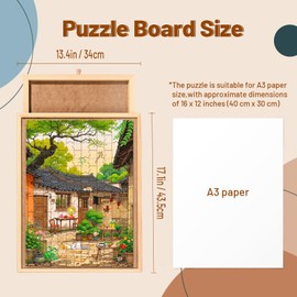 100 Piece Compact 17.3 X 13.3 Inch Puzzle Board - Suitable for Puzzles Up to 16 X 12 Inches,Personal Small Jigsaw Puzzles Table,with Storage Drawers