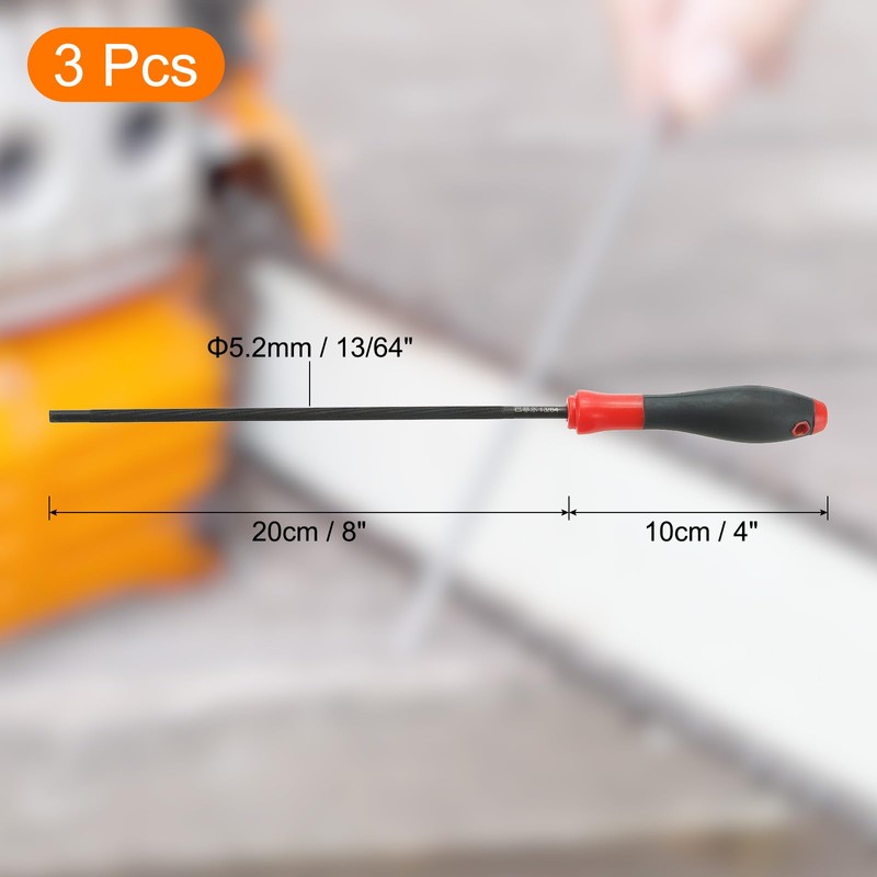 sourcing map 3 Pcs Chainsaw Chain Sharpening File, 13/64-Inch (5.2