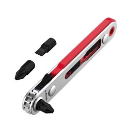 Bates Mini Ratchet Wrench, 1/4" Magnetic 90 Degree Screwdriver, Low Profile Right Angle Screwdriver for Tight Spaces