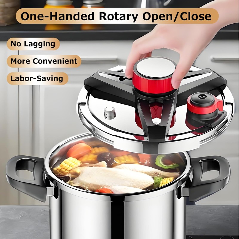 KILOGORGE Pressure Cooker 10 QT,Pressure Canner,304 Stainless Steel Pressure Cooker,One-Hand