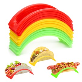 VOSSOT 12 Pieces Taco Holder Stand, Taco Bowls Taco Stand Hard Plastic Taco Shell Holder Rack Wrap Holder for Tacos Sandwiches Sausages Holder Hot Dog Holder Taco Trays