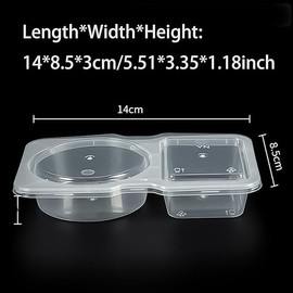 Double Compartment Condiment Container Portable Reusable Sauce Container Dual Compartment Con Reusable Snack Pack Containers Nut Cheese Collapsible Snack Containers with Lids (20pcs)