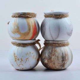 NWFashion 4 Pots 4.0 Inch Hanging Succulent Planters White Ceramic Pot Wall Dangling Container for Indoor Outdoor