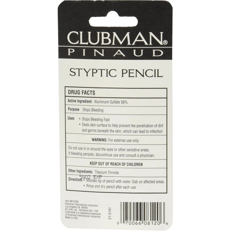 Clubman Pinaud Styptic Pencil Travel Size .33 oz (Pack of