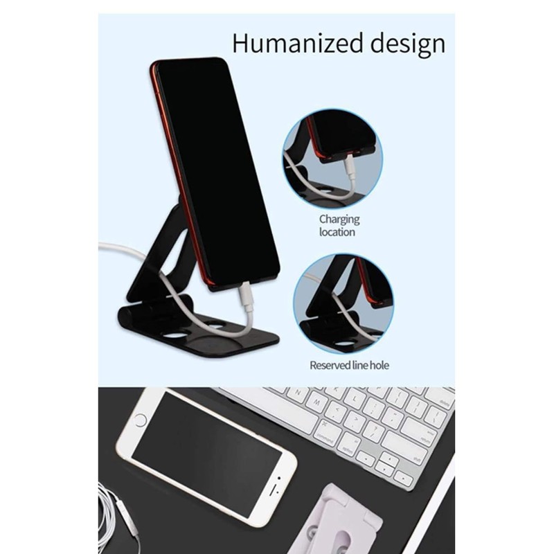 Adjustable Smartphone and Desktop Stand, Black (White)