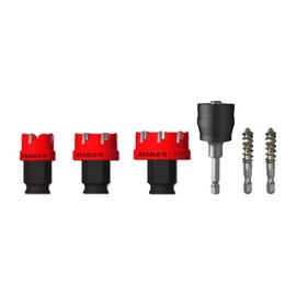 Diablo 6 pc Steel Demon Carbide Teeth Hole Cutter Set - Long Life, Burr-Free Drilling - 7/8", 1-1/8", 1-3/8" Cups, Snap-Lock Plus Mandrel - DHS06CFS