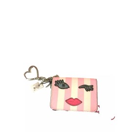 Victoria's Secret ID Card Case, Signature Stripe and lip keychain NWT