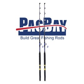Xcaliber Marine Pair (2) Tournament Series 30-50lb Saltwater Trolling Rod w/Pac Bay Guides (Blue & Silver)