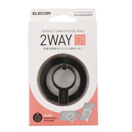 Elecom P-STRMKHICRBK Magnetic Magsafe Smartphone Stand Load Capacity: 28.2 oz (800 g), Fall Prevention, Cute, Black