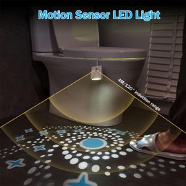 Toilet Light Motion Sensor, 16 Colors Changing Toilet Night Light with Star Projection Light, Rechargable Toilet Bowl Light LED Night Light for Bathroom, Funny Gift for Women Men Teen Girls Boys (2PC)