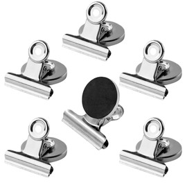 6 Pcs Magnetic Clips, 31mm Fridge Magnet Clips, Strong Heavy Duty Clips Magnet, Fridge Magnets Clip, Whiteboard Magnets Clip, for Whiteboard, Classroom, Kitchen, Refrigerator, Home, Office(Silver)