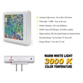 Plug in Dimmable LED Night Light with Dusk to Dawn Auto Sensor, Adjustable Brightness, Warm Light, Auto On-Off Nightlight for Bathroom, Hallway, Nursery, Bedrooms - Van Gogh: Irises