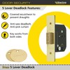 Sterling MLD525 2.5-inch/67mm 5-Lever Deadlock - Brass