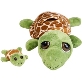 The Petting Zoo Mom and Baby Sea Turtle Stuffed Animal, Gifts for Kids, Pocketz Ocean Animals, Sea Turtle Plush Toy 10 inches