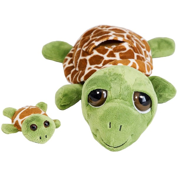 The Petting Zoo Mom and Baby Sea Turtle Stuffed Animal, Gifts for Kids, Pocketz Ocean Animals, Sea Turtle Plush Toy 10 inches