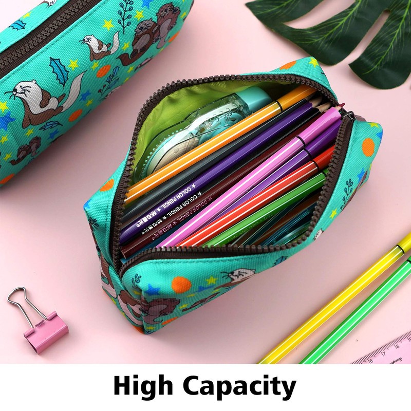 Otters Pencil Case Students Canvas Pen Bag Pouch Stationary Case