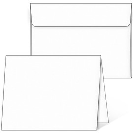 Blank Cards and Envelopes 5x7, 25 Pack White Invitation Cardstock with 25 Pack Envelopes, Self-Seal Thank you Blank Greeting Cards and Envelopes, Print custom, for All Occasions DIY