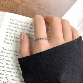 IPEPPY S925 Sterling Silver Rainbow Eternity Thumb Rings Dainty Colorful AAA Cubic Zirconia Stackable Ring for Women Jewelry Mother's Day Birthday Gifts for Mother Rings Size 6-9 (8)