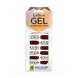 Laflare Gel Glossy Nail Strips, Self Adhesive Gel Nail Art Decals Polish Stickers with 20 Pcs Double-End Strips Glitter False Nails Including Trimming File (R45695 - Burgundy Leopard)