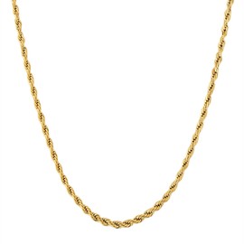 KRKC&CO 2.5 mm/6 mm Thin Rope Chain Stainless Steel 18 K Gold/White Gold Plated Plait Chain, Fine Gold Chain Silver Chain for Men Women, Unisex Rope Necklace, Birthday Gifts, 46-61 cm