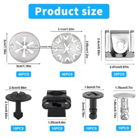 100 Pcs Car Engine Undertray Cover, 6 Types Fastener Rivet Clips Assortment Kit, Shield Fastening Clip, Radiator Cover Clips, Screw Trim Clips, Heat Shield Clips for Auto Chassis Bumper Fender