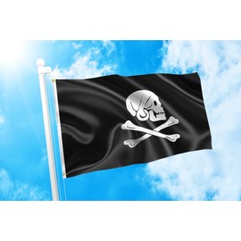 DMSE Henry Avery Pirate Black Jolly Roger Cross Bones Skull Historical Flag 3X5 Ft Foot 100% Polyester 100D Flag UV Resistant (3' X 5' Ft Foot)