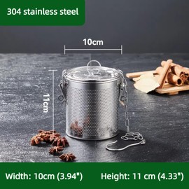 Vexillaris Seasoning Strainer, Stainless Steel Spice Filter, Cooking Spice Filter, Mesh Design Tea Ball Strainer Soup Seasonings Seperation Basket Filter with Chain Hook for Home Restaurant (0.86L)