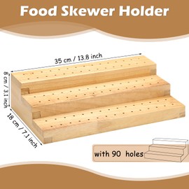 Food Skewer Holder Wooden Pick Stand Catering Supplies Buffet Display Board with Holes Rectangular Appetizer Skewers Tray Multi Level Food Display Stands for Party Cocktail Pick Stand (3 Tier)