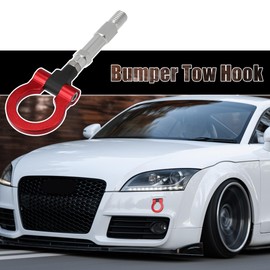 X AUTOHAUX Car Round Front Rear Bumper Pendant Ring Eyelet Tow Hook Red