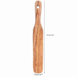Haosie Wooden Spatula, Wooden Spatula for Cooking, 10 * 1.5 Inch Teak Spurtle, Non Stick Wooden Spatulas, Wooden Crepe Spatula Suitable for Cooking and Stirring All Kinds of Food