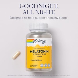 SOLARAY Melatonina de 10 mg con glicina, liberación prolongada, ayuda para dormir saludable y apoyo relajante - Verificado por laboratorio, vegano, si