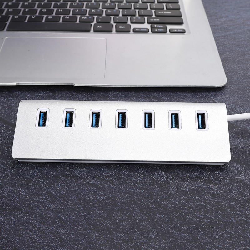 USB 3.0 Splitter Aluminum Alloy Hub 7-in-1 Docking Station for