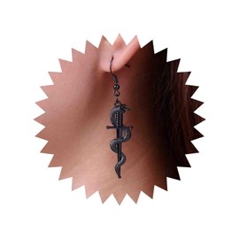 Inateannal Punk Snake Dangle Earrings Snake Sword Dangle Earrings Gothic Snake Dagger Earrings Black Snake Hook Earrings Jewellery for Women and Girls, Zinc
