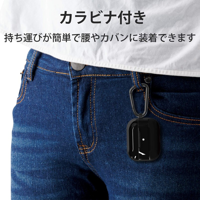 Elecom AVA-AP2TSBK AirPods Pro Compatible Tough Slim Case (with Carabiner)