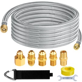 Zeumzwf 12FT Stainless High Pressure Braided Propane Hose Extension with Conversion Coupling 3/8'' Flare to Male Flare,3/8'' NPT,1/8'' NPT Male,1/4'' NPT,1/2'' Female for Heater,Grill,Fire Pit